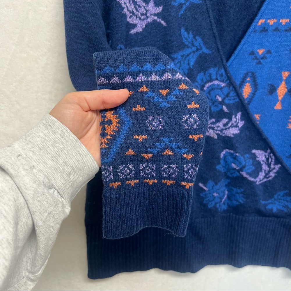 Sundance Blue Multi-Pattern Wrap Sweater - Picture 3 of 13